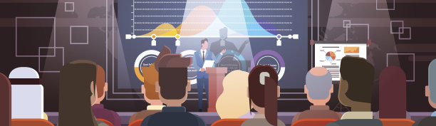 商务人士小组会议会议培训课程与图表挂图素材图片