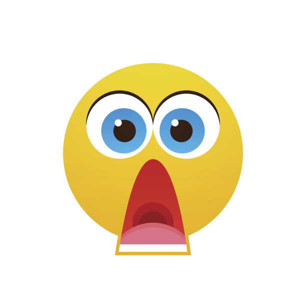 黄色卡通脸震惊人们的情感图标图片下载