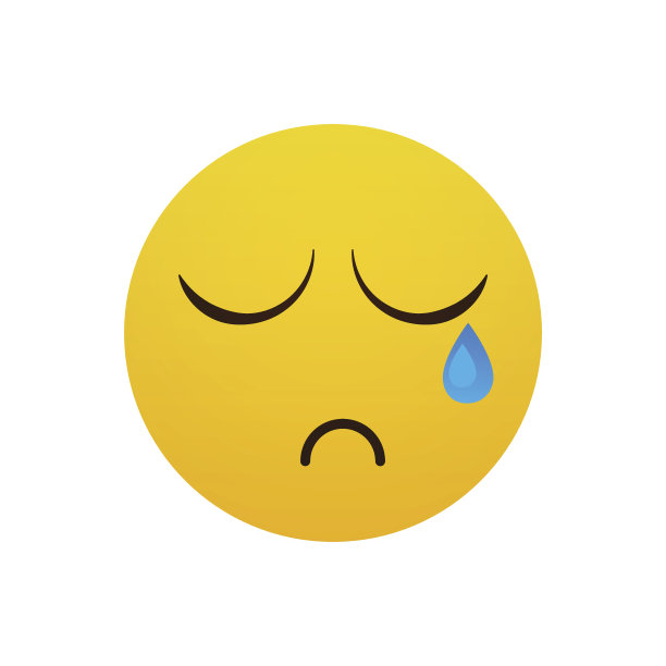 黄色卡通脸哭眼泪人的情感图标图片下载