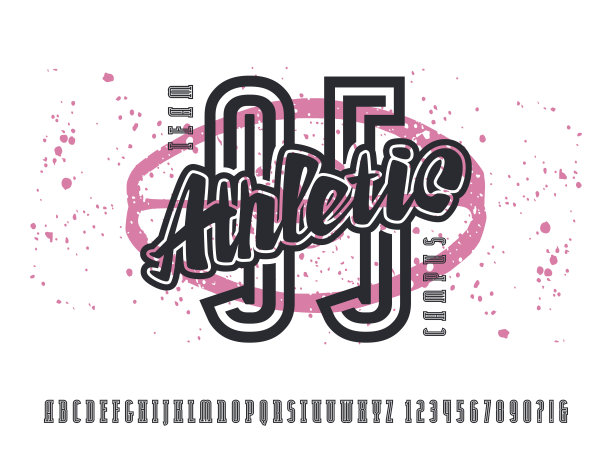 窄衬线字体和带轮廓线的数字图片下载