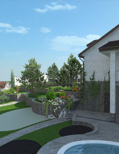 天井生活空间布置，3d渲染图片下载