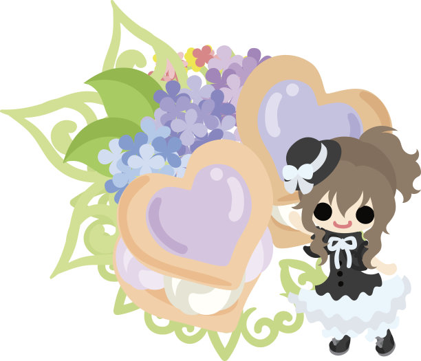 一个可爱的女孩和绣球花图片下载