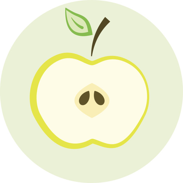 一半黄色的苹果图标，苹果分成两半图片下载