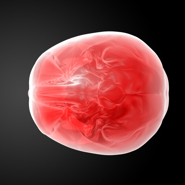 3d渲染红色骷髅在黑色的背景图片下载