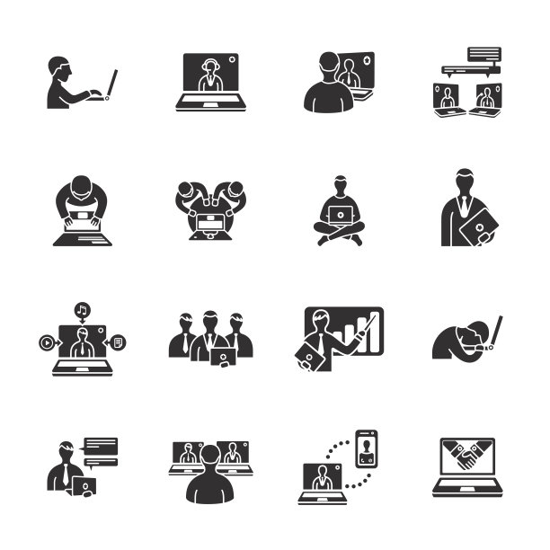 笔记本电脑和人物图标图片下载