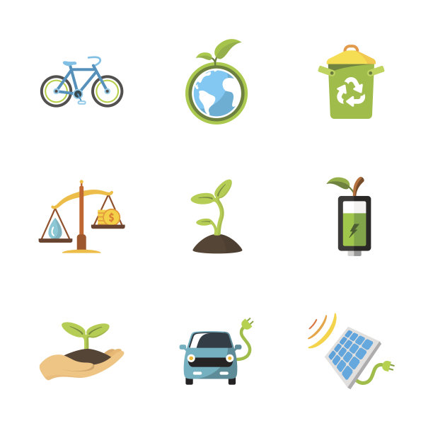 九个扁平生态标志图片下载