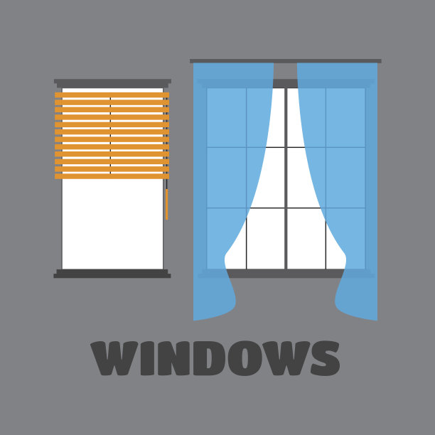 可爱的窗帘内部矢量插图图标。可爱的赢图片下载