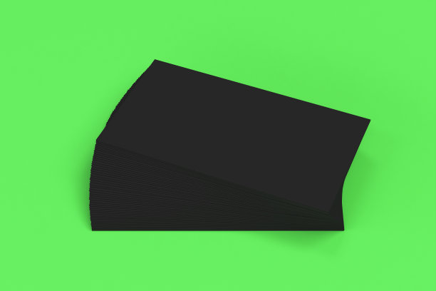 黑色空白名片模型上的绿色背景图片下载