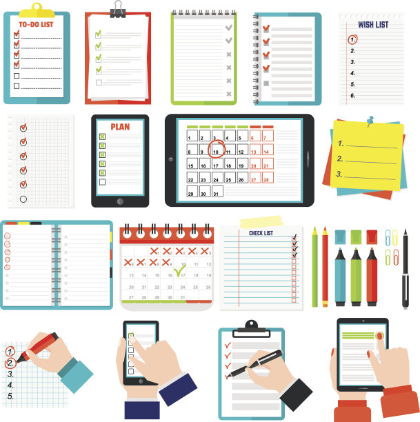 议程表概念矢量插图。图片下载