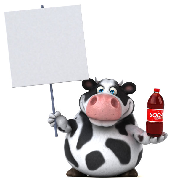 有趣的牛- 3D插图图片下载