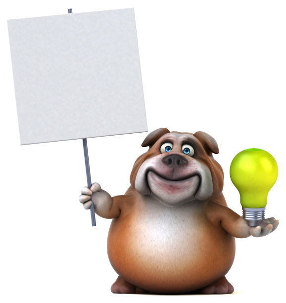 有趣的斗牛犬- 3D插图图片下载