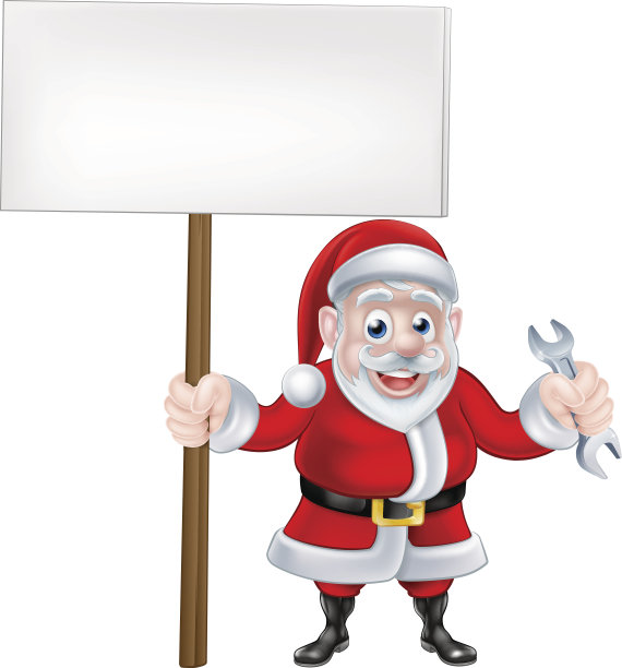 卡通圣诞老人的标志和扳手图片下载
