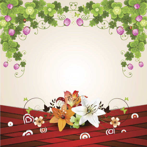 背景与红色条纹和百合图片下载