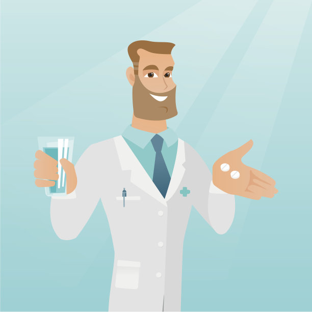 药剂师给你药丸和一杯水图片下载