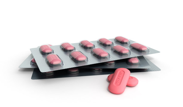 药丸包装泡罩3D插图上的白色图片下载