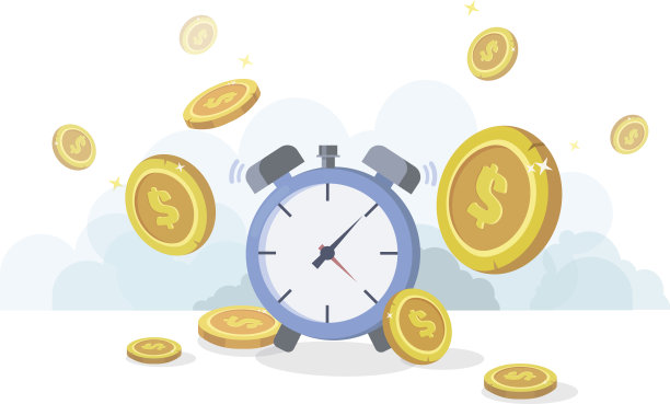 时间就是金钱的概念。财务投资，收入增加，预算管理，储蓄账户。平面向量素材图片
