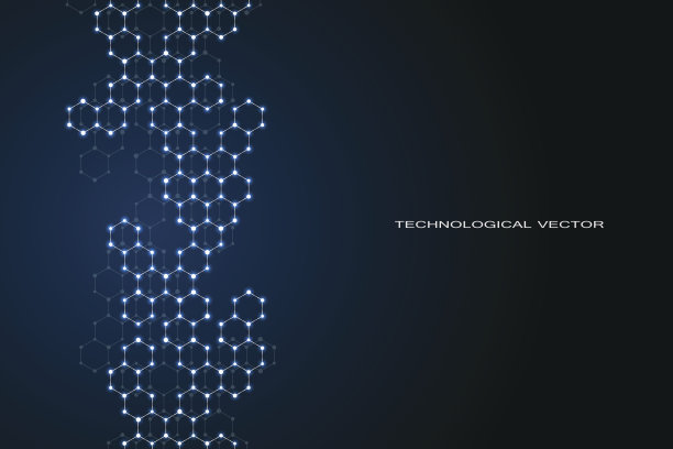 神经元系统的六角形结构分子dna，遗传和化学化合物，旗帜或传单的医学或科学背景，矢量插图图片下载