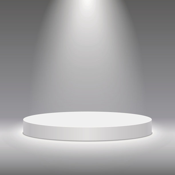 矢量白色底座产品介绍。圆形讲台白色舞台。素材图片