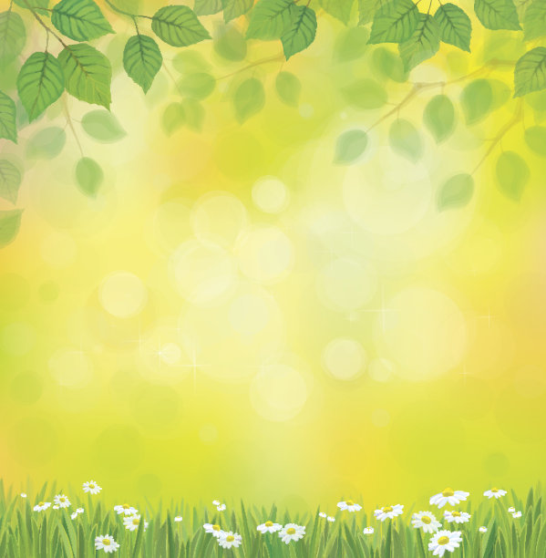 矢量阳光背景与洋甘菊和蒲公英。素材图片