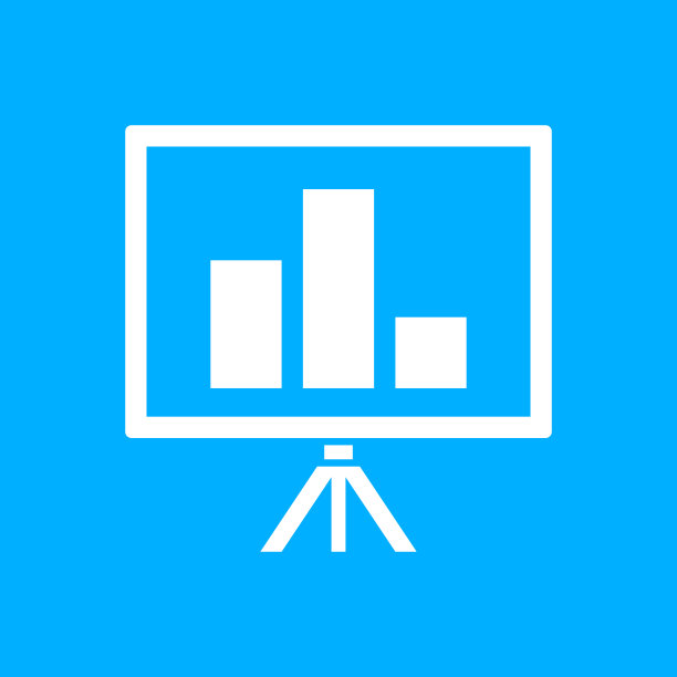 在蓝色背景上的演示图标。图片下载