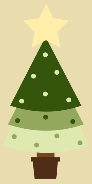 抽象几何平蜡笔圣诞树插图图片下载