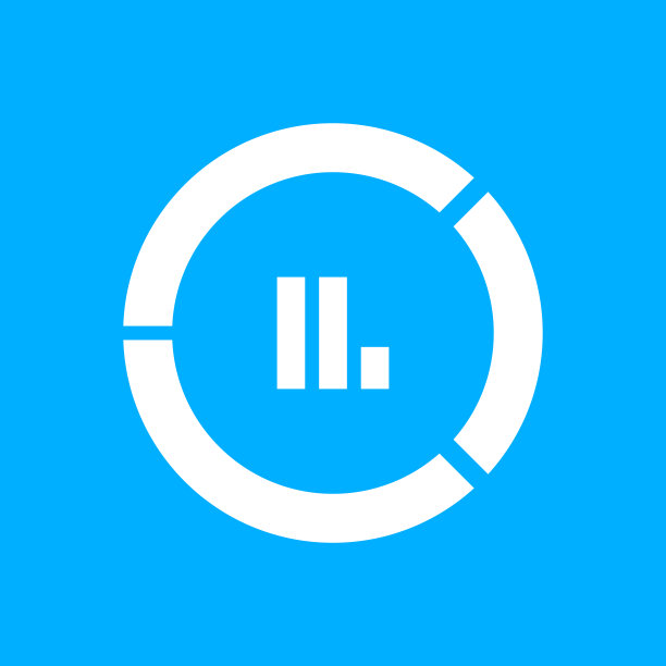 甜甜圈图表图标上的蓝色背景。图片下载