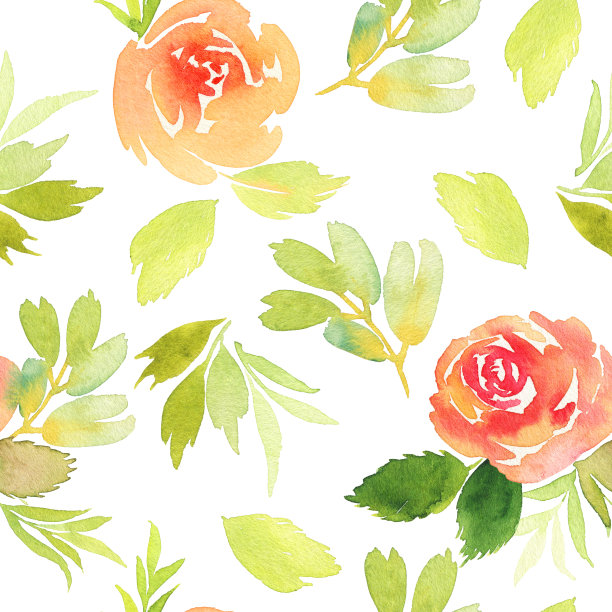 无缝图案与花卉水彩。柔和的颜色。女素材图片