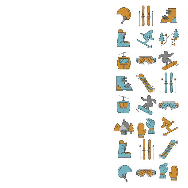 滑雪板和滑雪图标的向量集图片下载
