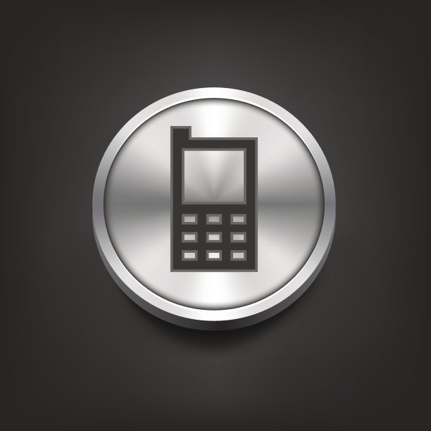 手机图标上的银色按钮。图片下载