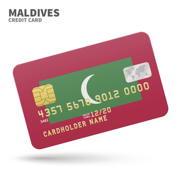 信用卡与马尔代夫国旗背景的银行，介绍和图片下载