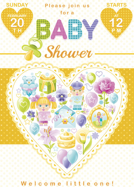 宝宝派对邀请设计为男孩或女孩图片下载