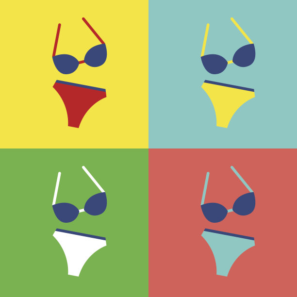 海滩度假图标矢量插图图片下载