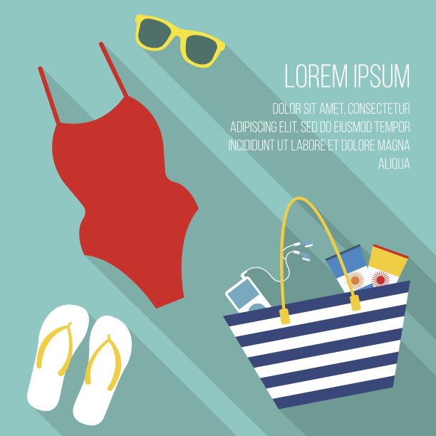 夏季海滩度假矢量插图图片下载