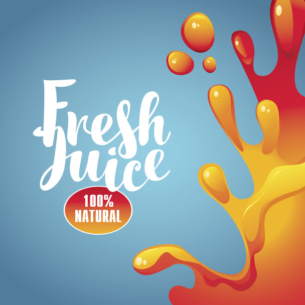 横幅上写着新鲜的果汁和飞溅图片下载