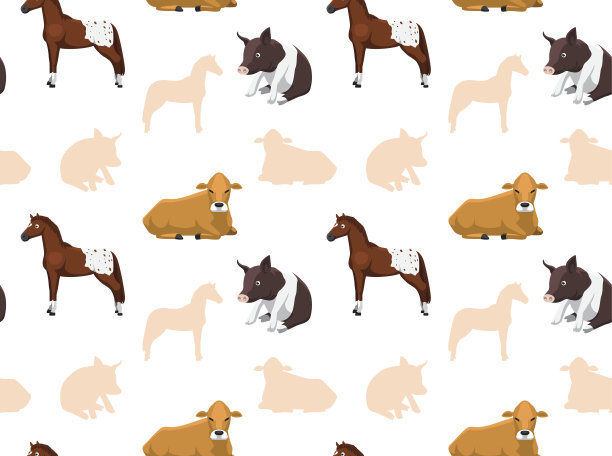 家畜农场动物无缝墙纸7图片下载