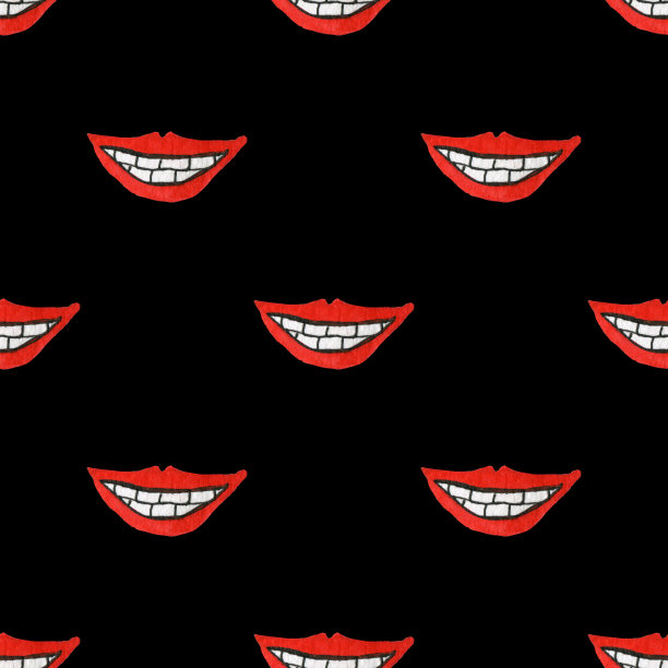 无缝图案手绘pop pop时尚微笑红唇图片下载