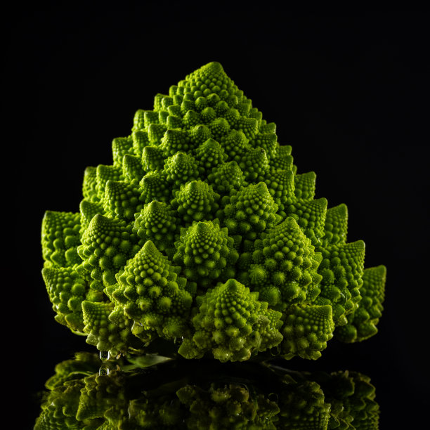 新鲜的罗马卷心菜在黑色的背景图片下载