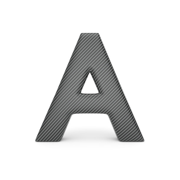由碳纤维制成的字母，字母A。图片下载