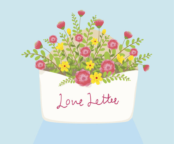 打开信封里有花的情书图片下载