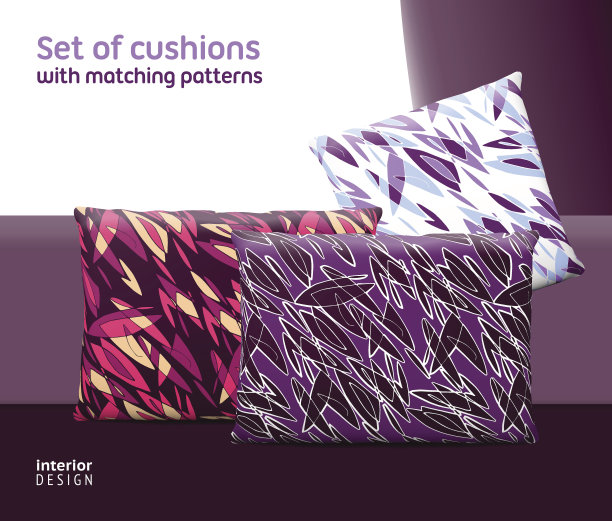 一套垫子和枕头与匹配的无缝模式图片下载