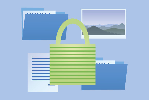 保护文件从黑客矢量插图。锁锁。图片下载