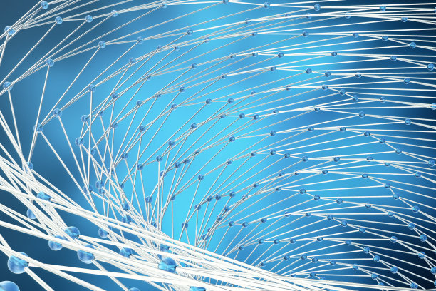 三维渲染抽象分子设计。原子。旗帜或传单的医学背景。分子结构与蓝色球形粒子图片下载