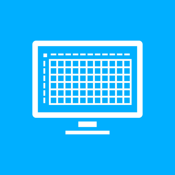 蓝色背景上的电脑显示器图标。图片下载