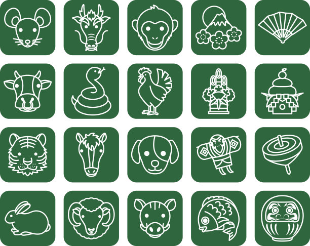 插图图标的日本新年图片下载