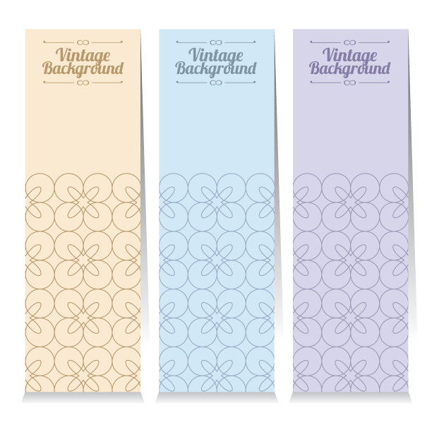 垂直旗帜设置三个Vintage图形主题。图片下载