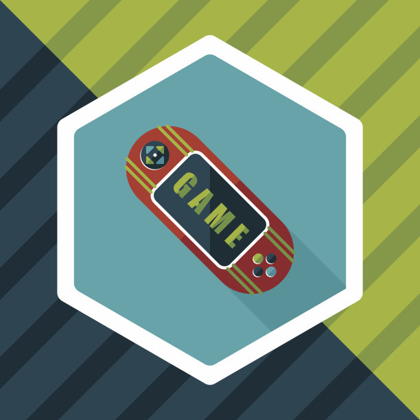 手持游戏平面图标与长阴影，eps 10图片下载