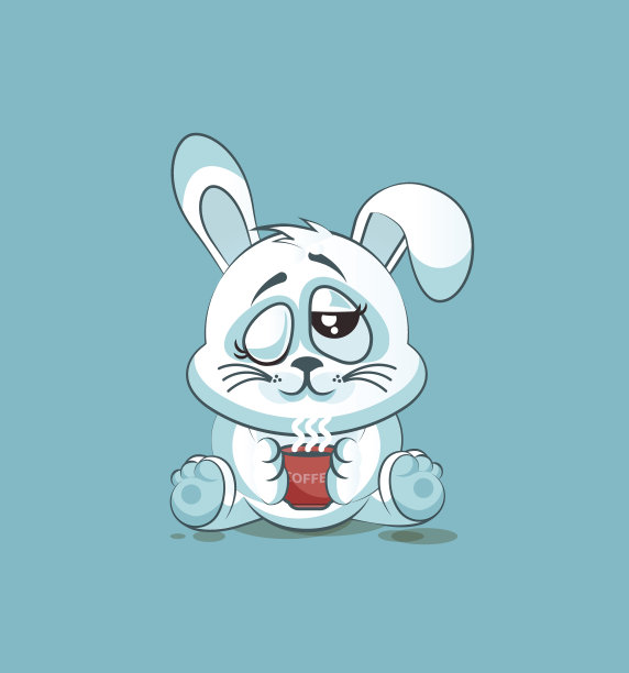 孤立的表情符号卡通小白兔刚醒来图片下载