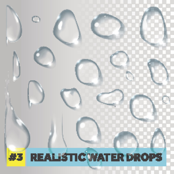 纯净水清澈水滴逼真布景。图片下载
