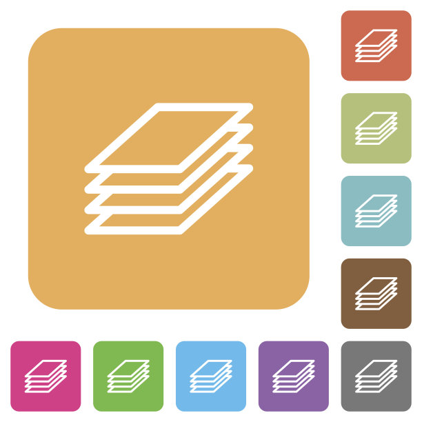 印刷纸张圆角、正方形、扁平图标图片下载