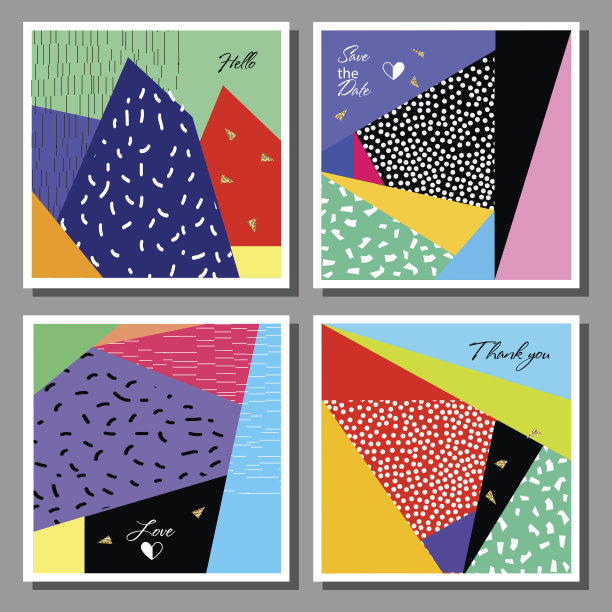 矢量插图一套艺术的彩色万能卡。图片下载